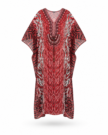 Zohroze Crimson Embroidered Kaftan