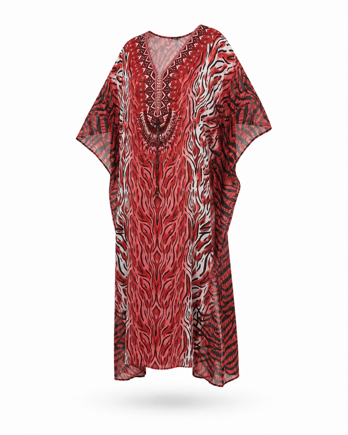 Zohroze Crimson Embroidered Kaftan