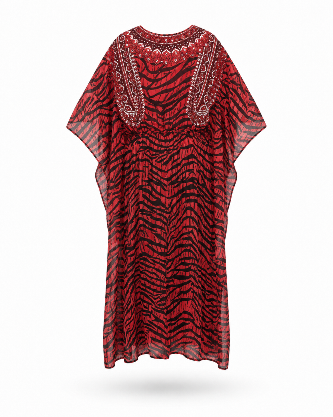 Zohroze Crimson Embroidered Kaftan