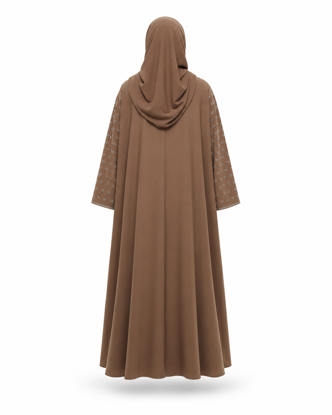 Zohroze Brown Embellished Batwing Abaya