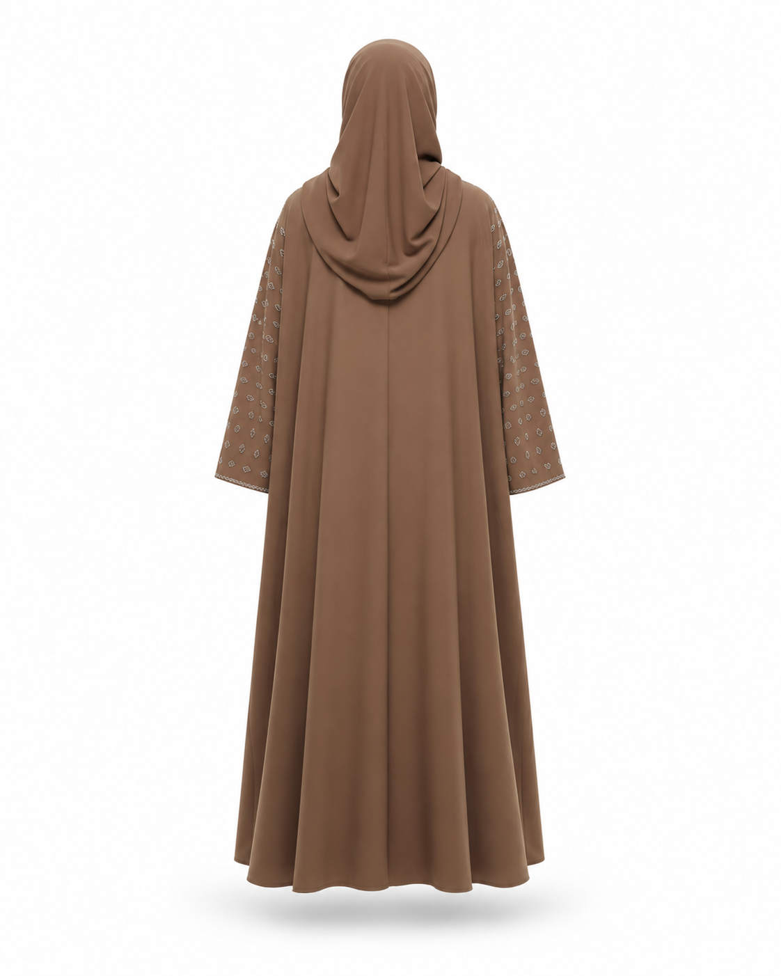 Zohroze Brown Embellished Batwing Abaya