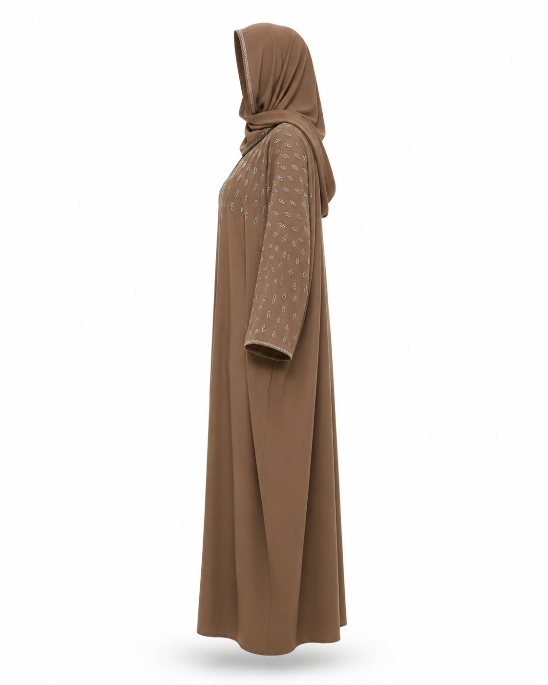 Zohroze Brown Embellished Batwing Abaya