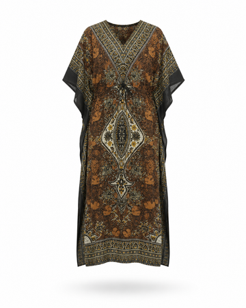 Zohroze Bronze Paisley Drawstring Kaftan