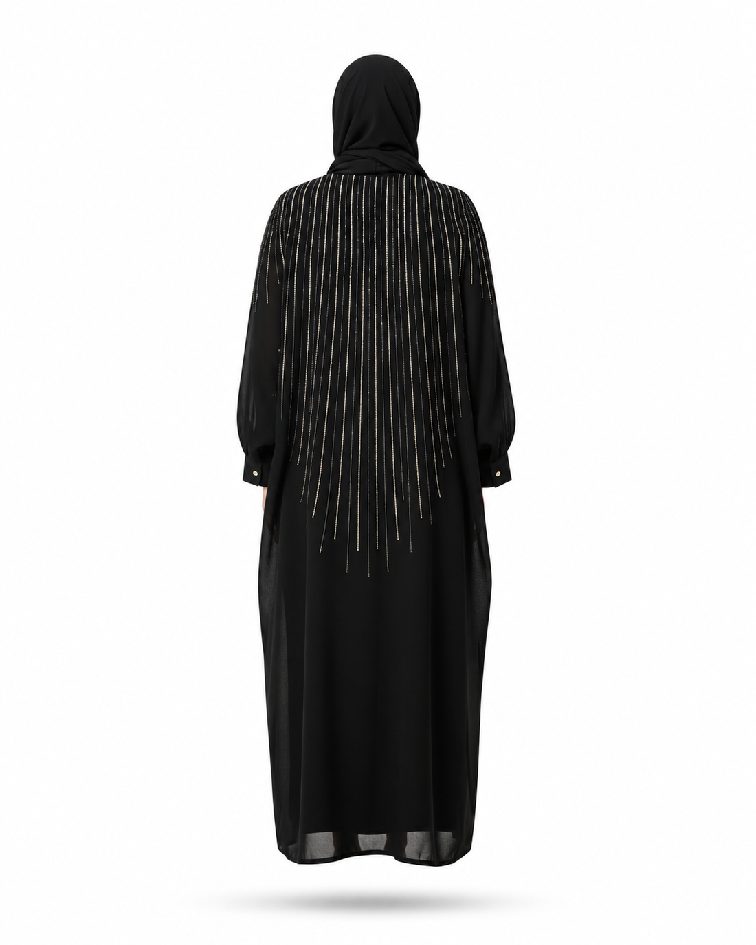 Zohroze Black Beaded Open Abaya