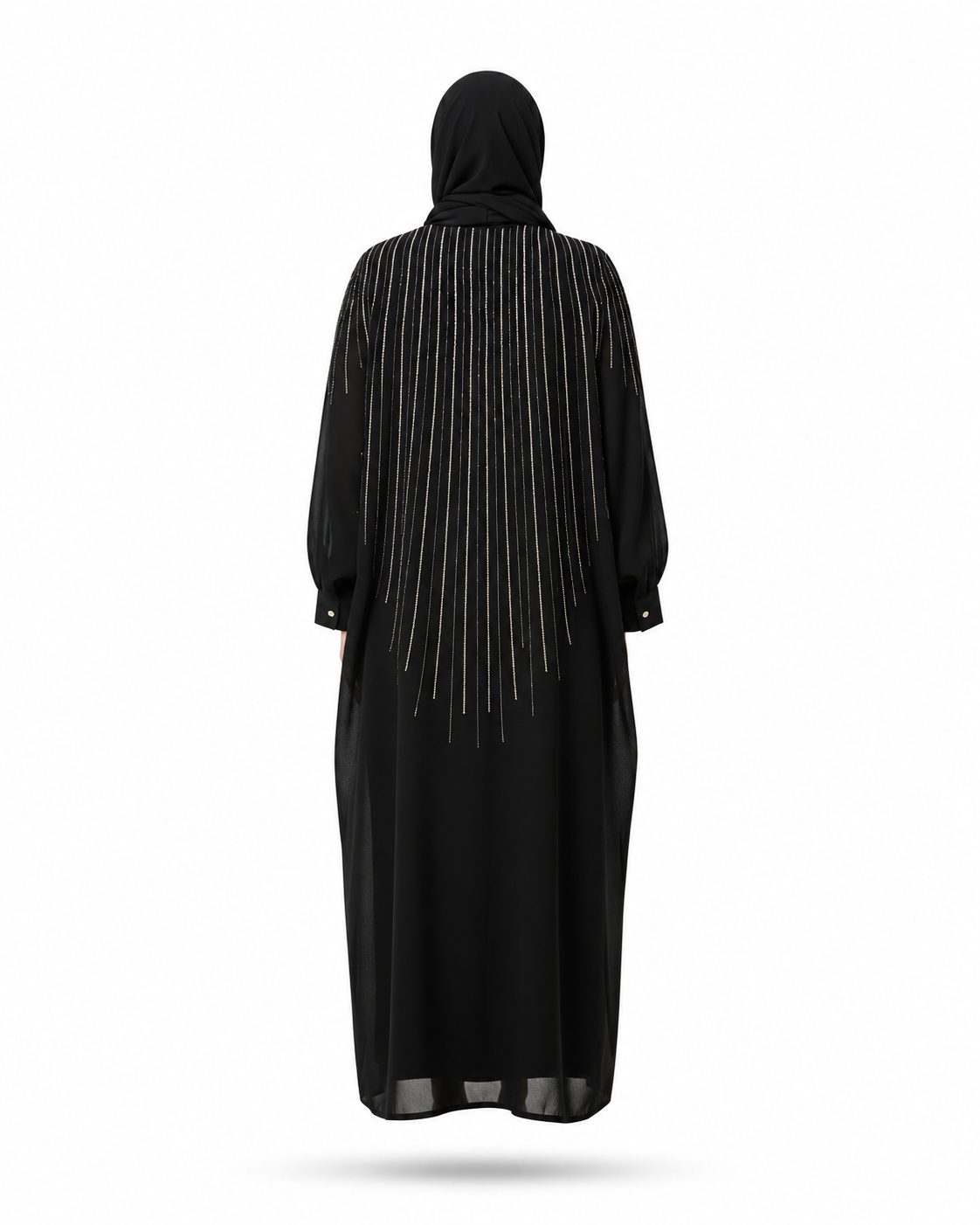 Zohroze Black Beaded Open Abaya