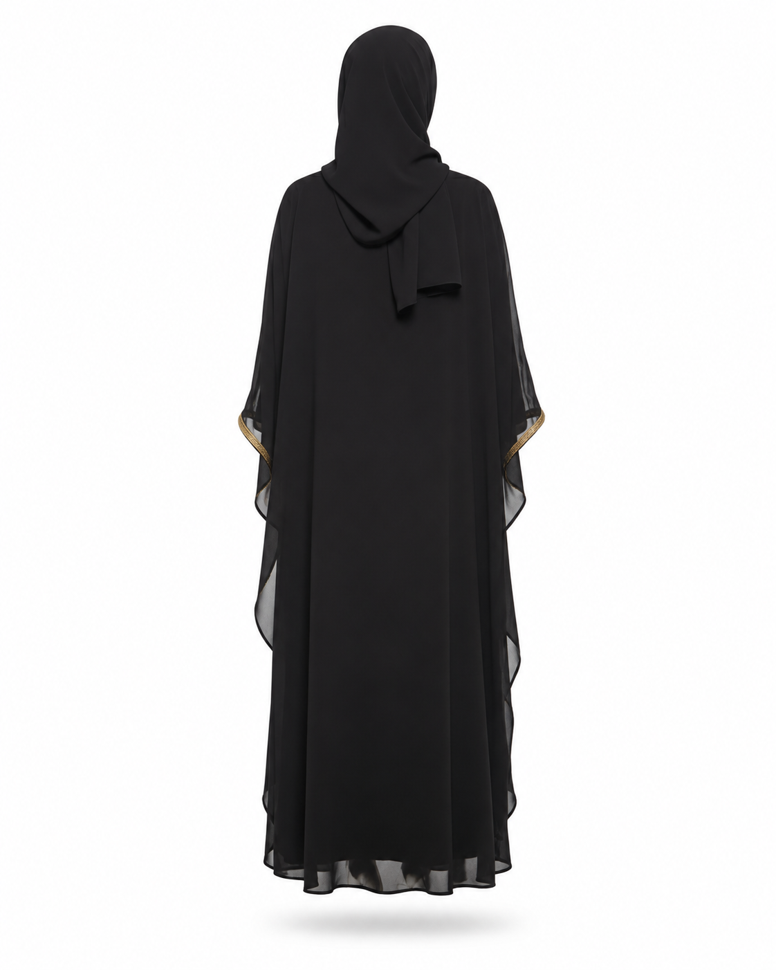 Zohroze Black Chiffon Embroidered Butterfly Abaya