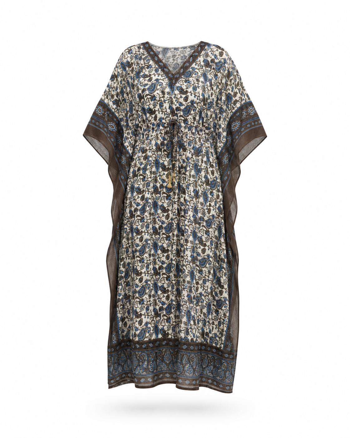 Zohroze Azure Paisley Drawstring Kaftan