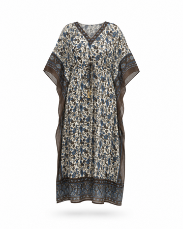 Zohroze Azure Paisley Drawstring Kaftan