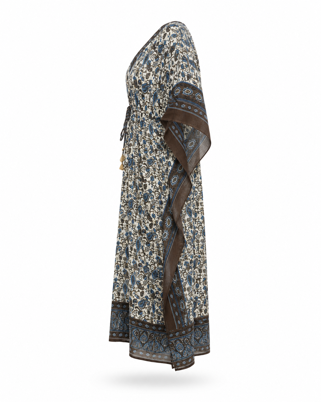 Zohroze Azure Paisley Drawstring Kaftan