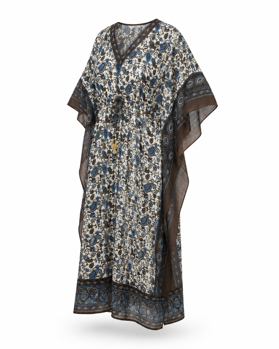 Zohroze Azure Paisley Drawstring Kaftan