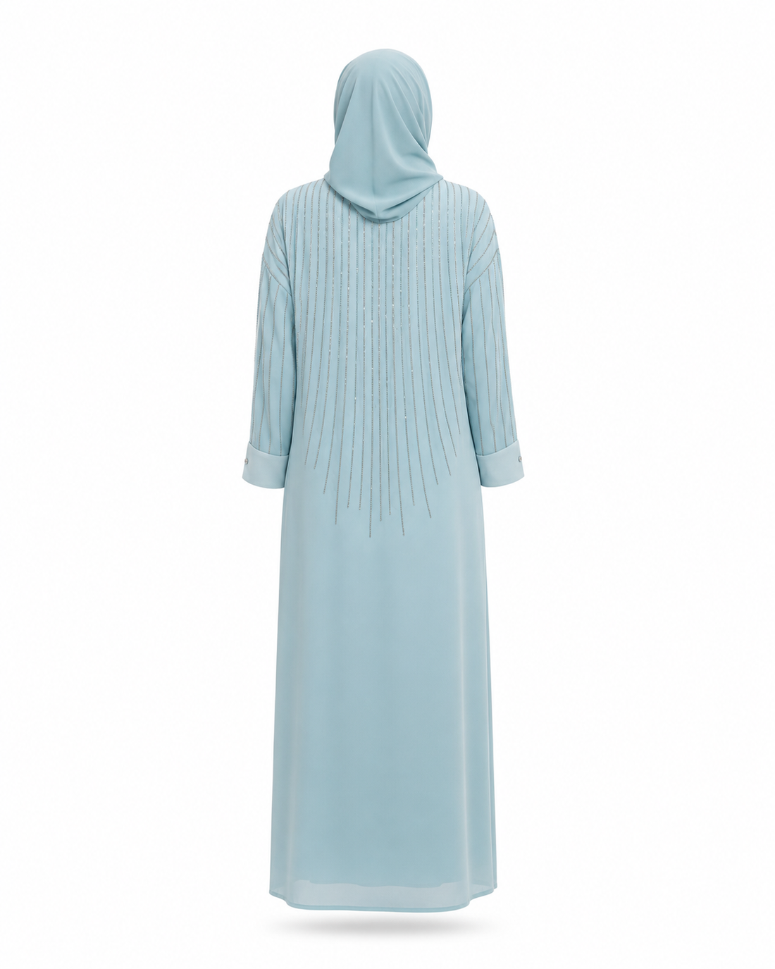 Zohroze Aqua Blue Chiffon Butterfly Abaya