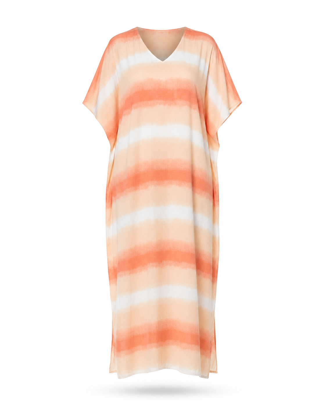 Zohroze Peach & White Tie-Dye Kaftan Dress