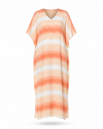 Zohroze Peach & White Tie-Dye Kaftan Dress