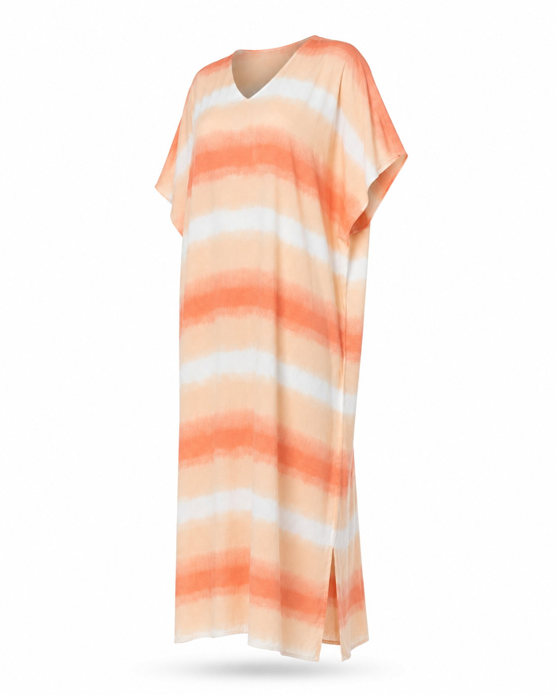 Zohroze Peach & White Tie-Dye Kaftan Dress