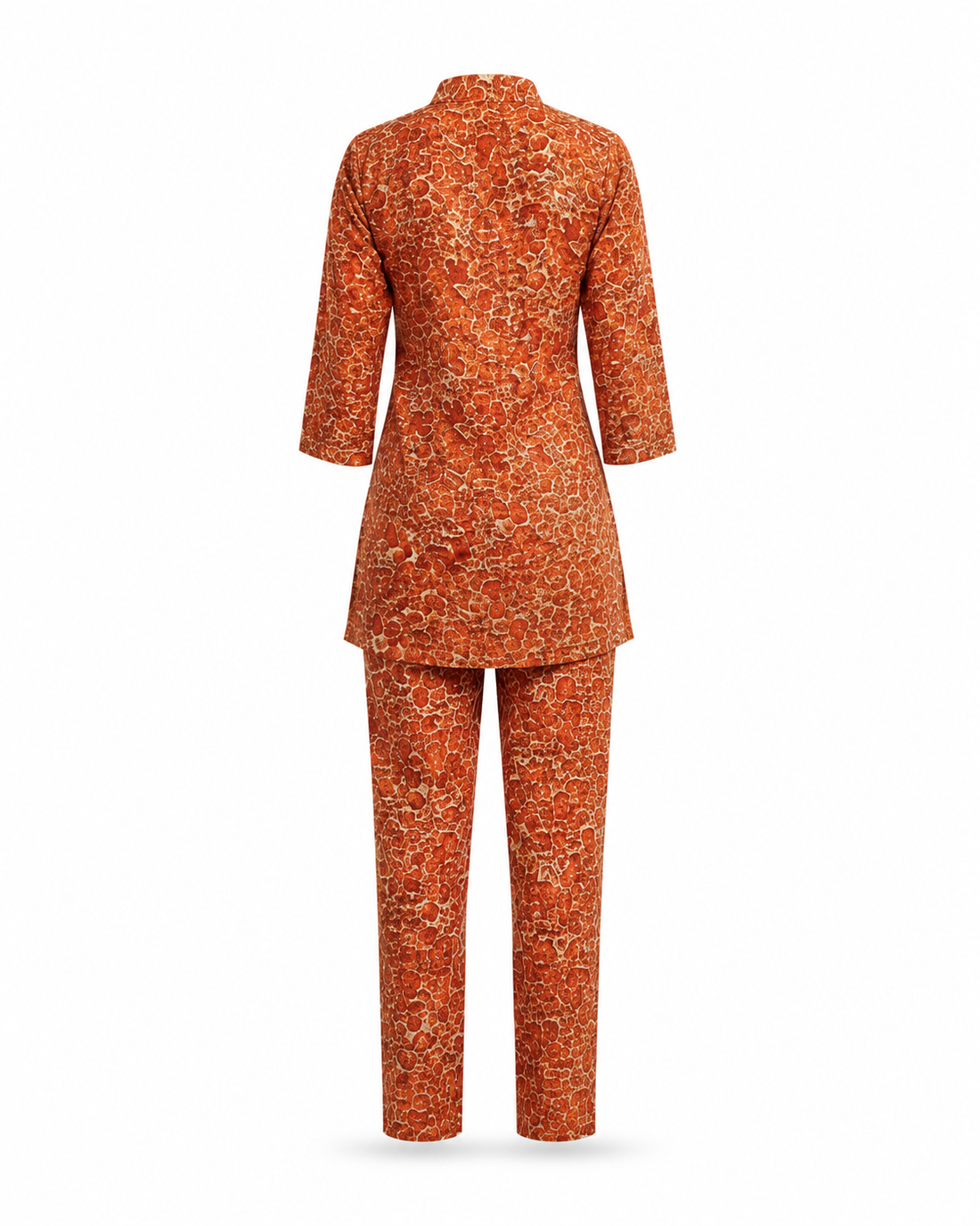 Zohroze Orange Red Abstract Kurti & Pant Co-ord Set