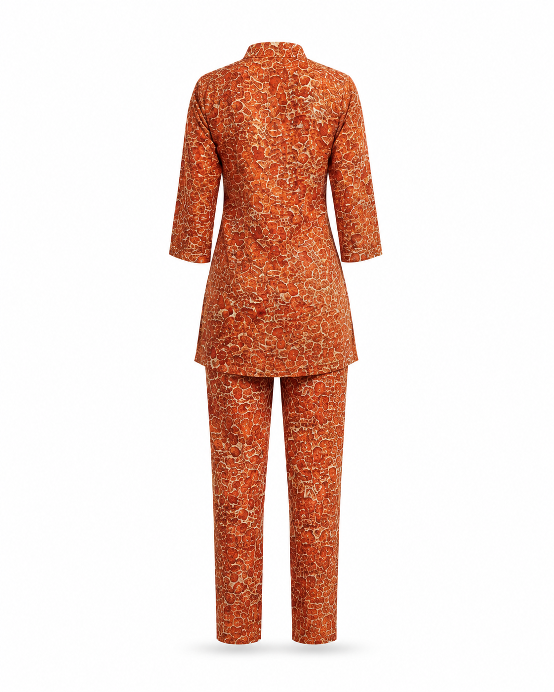 Zohroze Orange Red Abstract Kurti & Pant Co-ord Set