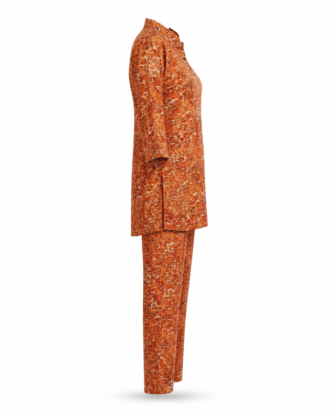 Zohroze Orange Red Abstract Kurti & Pant Co-ord Set