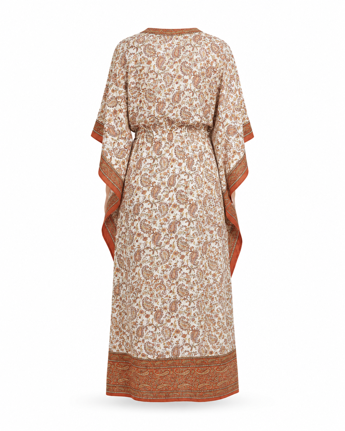 Zohroze Orange Border Paisley Kaftan Maxi Dress