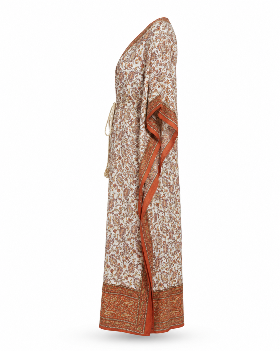 Zohroze Orange Border Paisley Kaftan Maxi Dress
