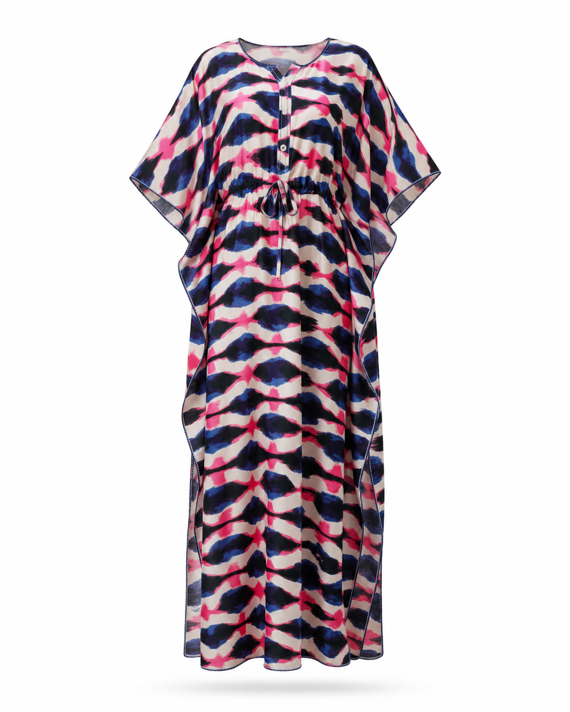 Zohroze Blue & Red Abstract Kaftan Nightgown