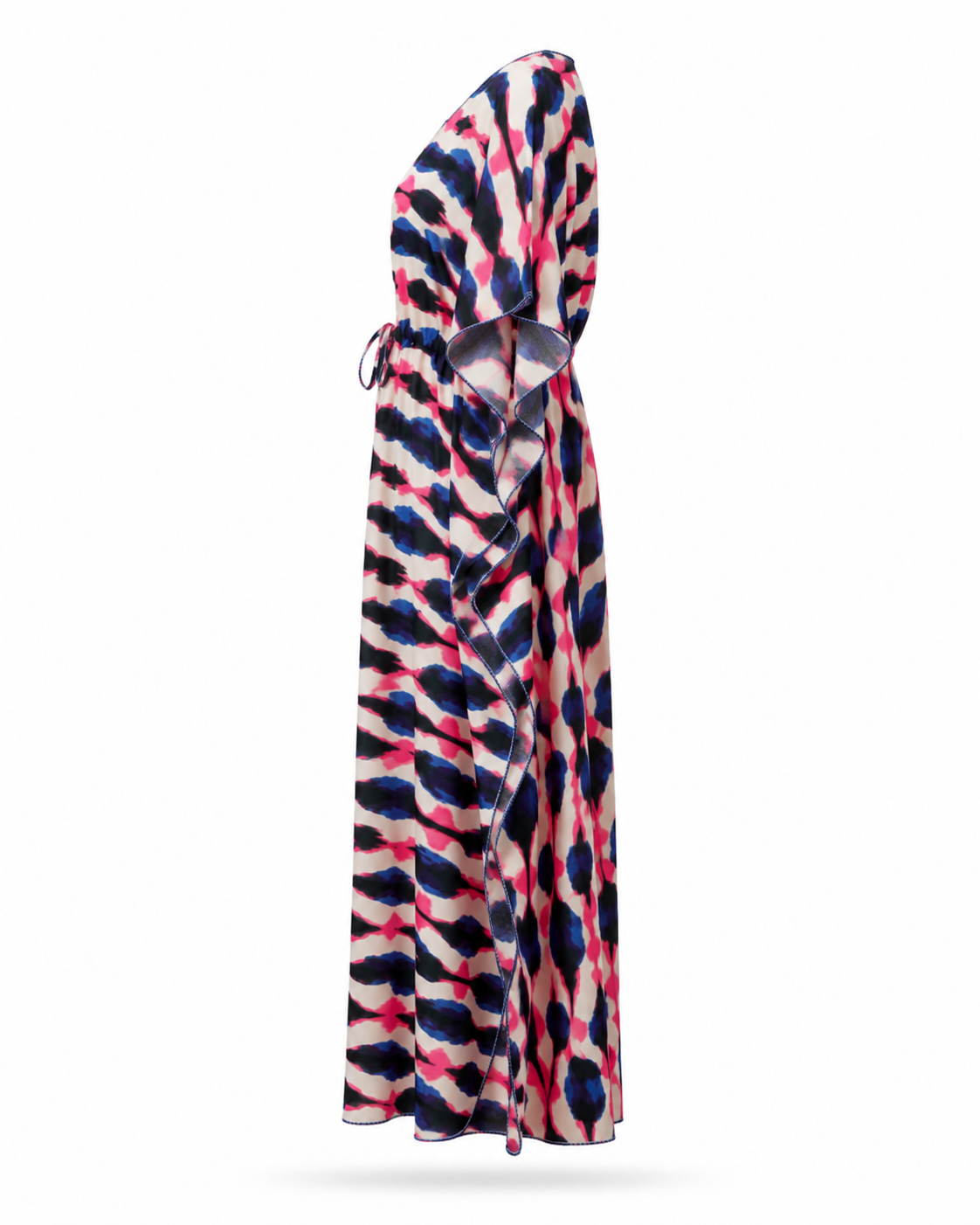 Zohroze Blue & Red Abstract Kaftan Nightgown