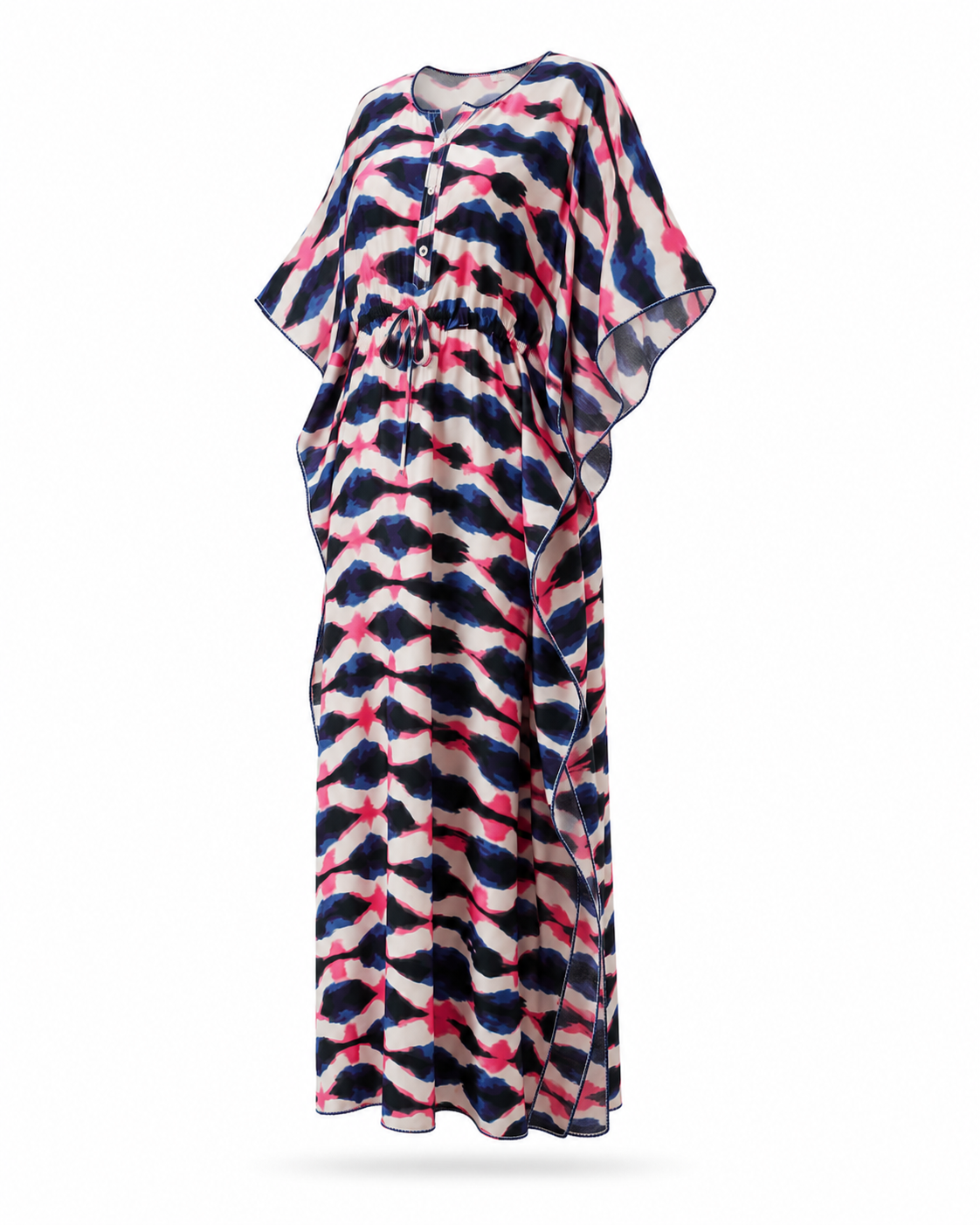 Zohroze Blue & Red Abstract Kaftan Nightgown