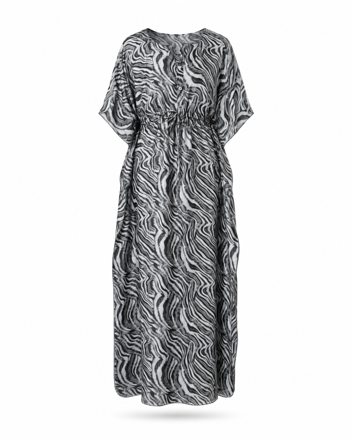 Zohroze Black & White Zebra Print Kaftan Nightgown