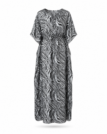 Zohroze Black & White Zebra Print Kaftan Nightgown