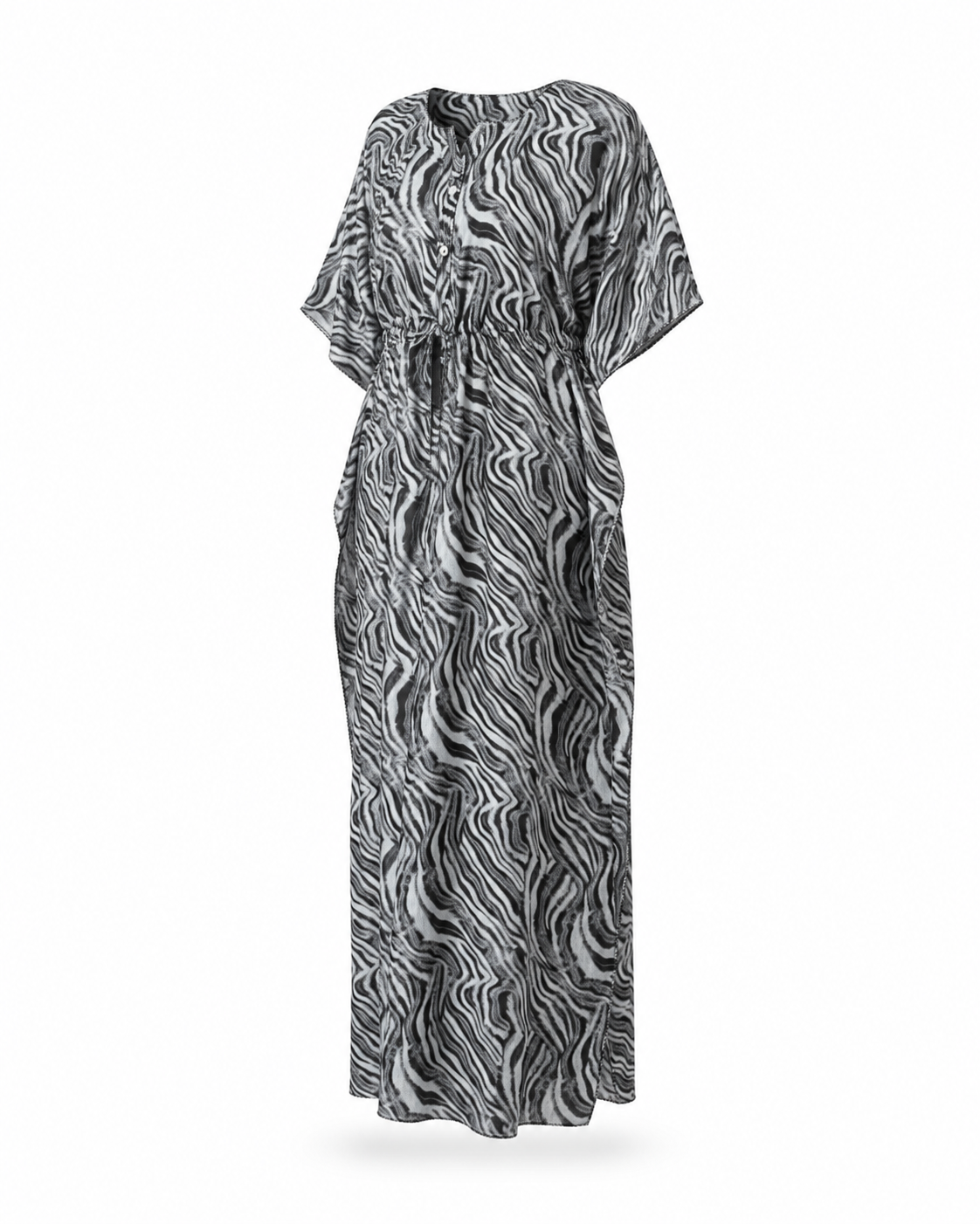 Zohroze Black & White Zebra Print Kaftan Nightgown