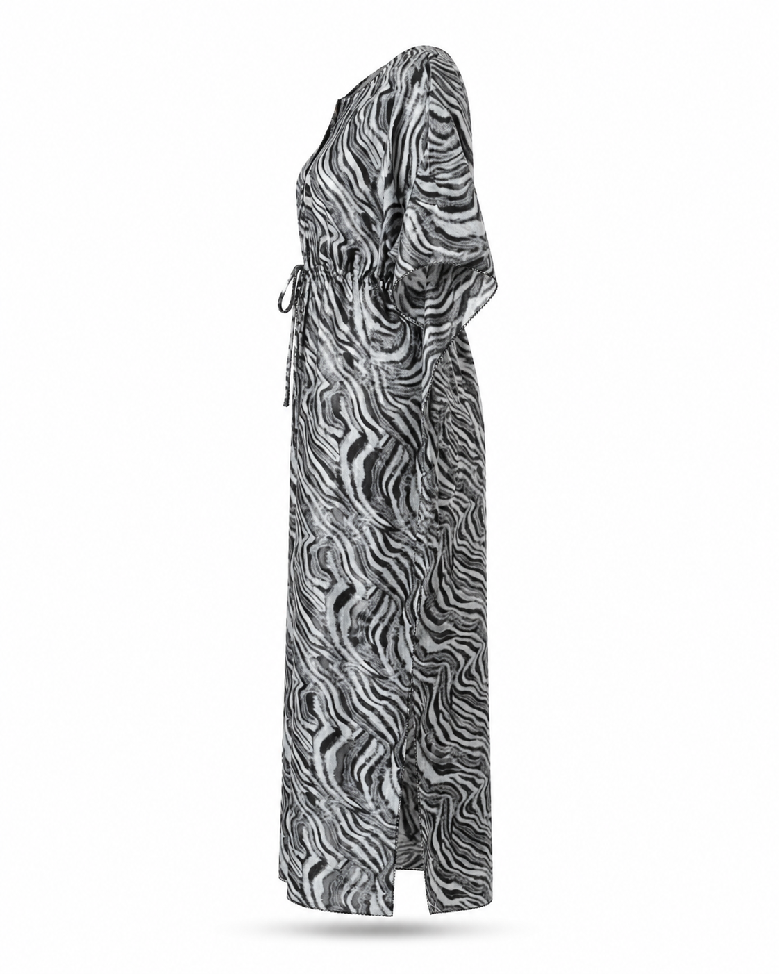 Zohroze Black & White Zebra Print Kaftan Nightgown
