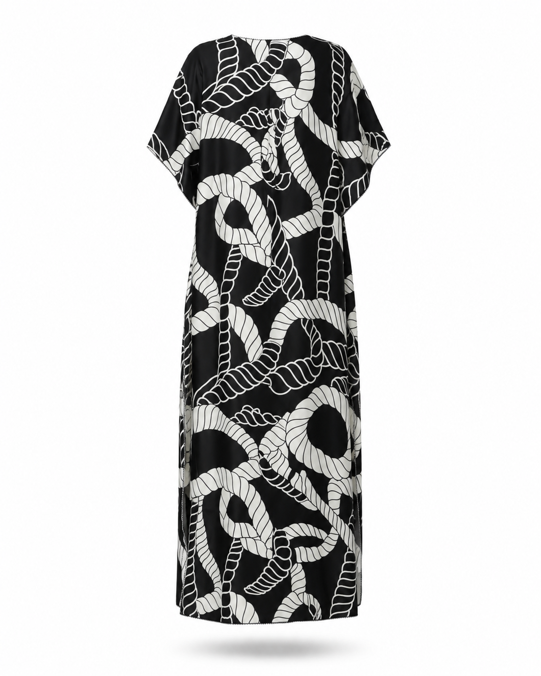 Zohroze Black & White Rope Print Kaftan Nightgown