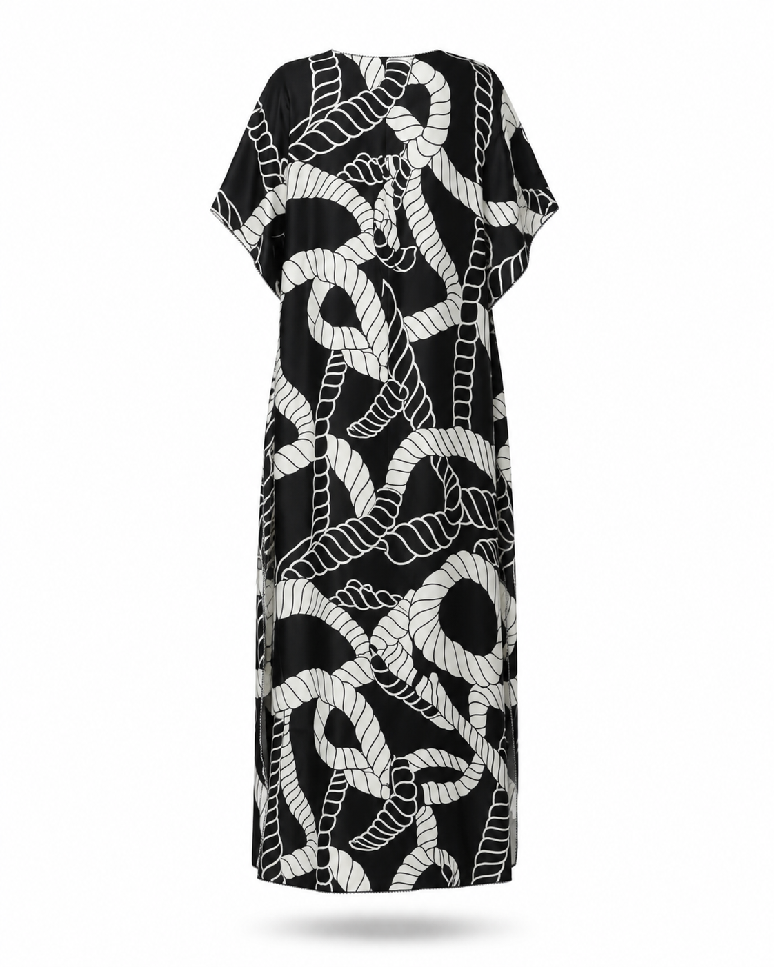 Zohroze Black & White Rope Print Kaftan Nightgown