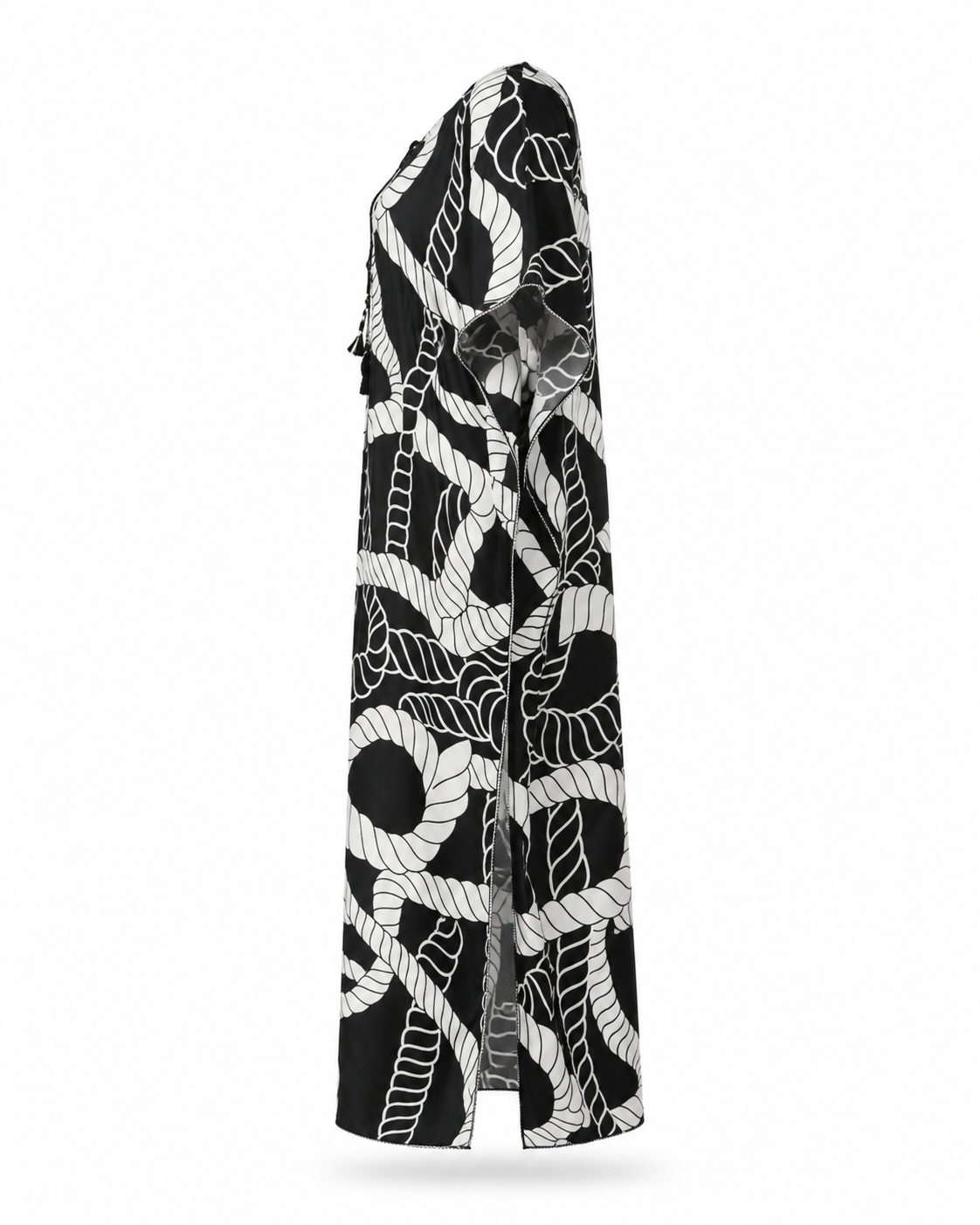 Zohroze Black & White Rope Print Kaftan Nightgown