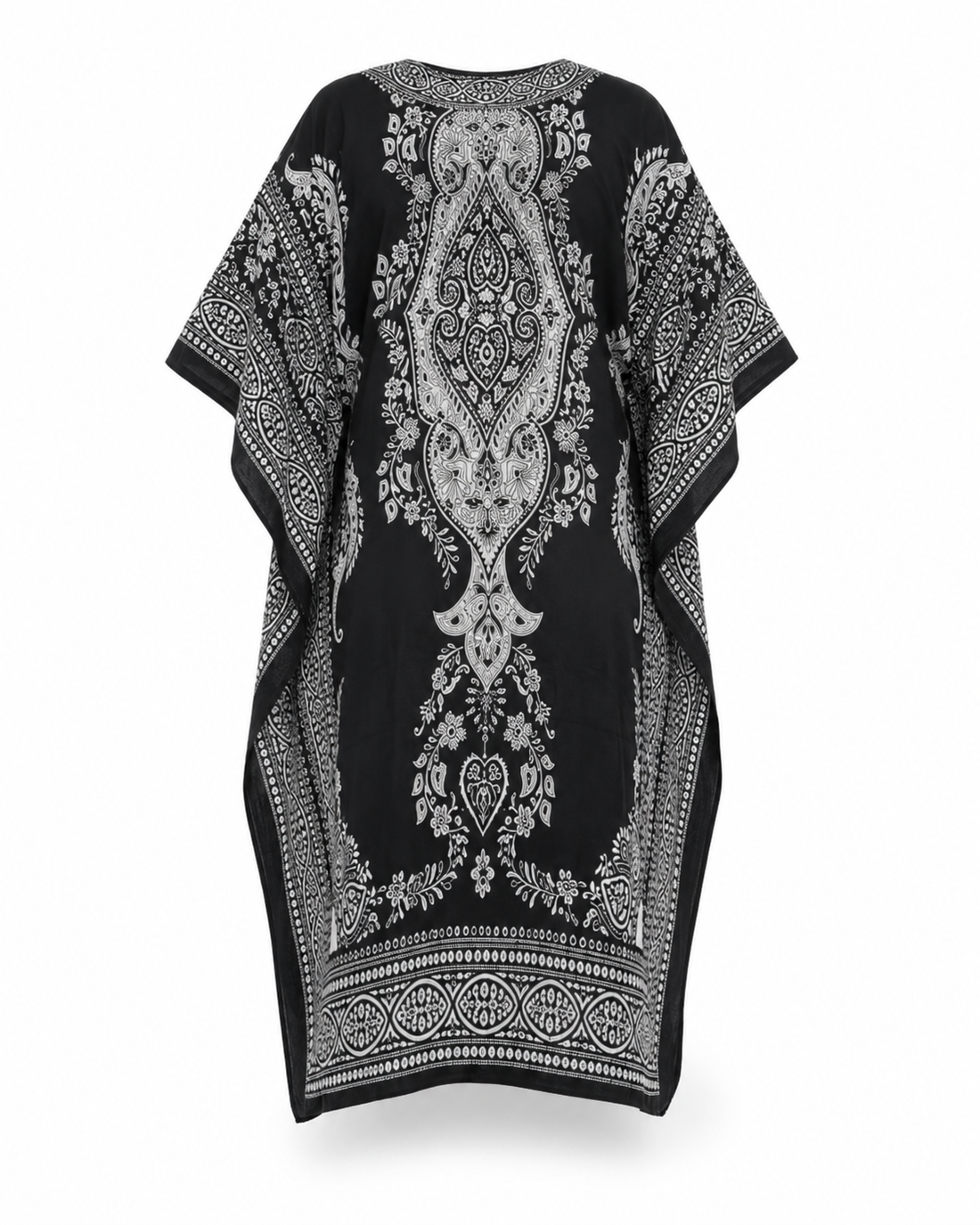Zohroze Black & White Paisley Kaftan Maxi Dress