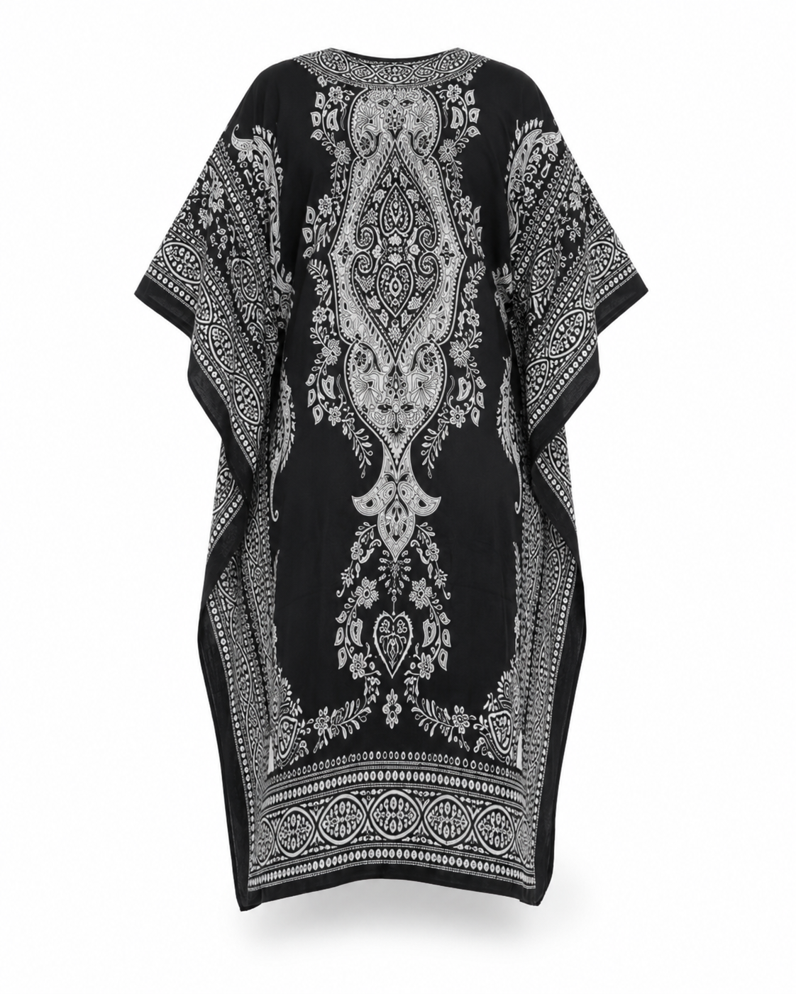 Zohroze Black & White Paisley Kaftan Maxi Dress