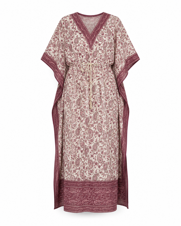 Zohroze Red Paisley Print Kaftan Maxi Dress