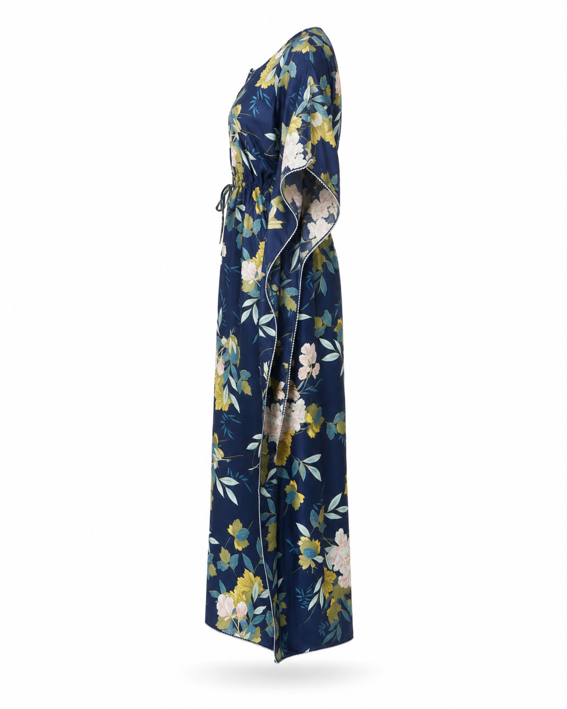 Zohroze Navy Blue Floral Print Kaftan Nightgown