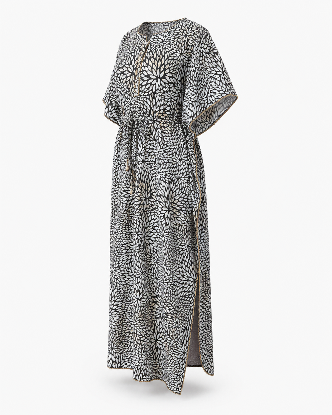 Zohroze Black & White Floral Kaftan Nightgown
