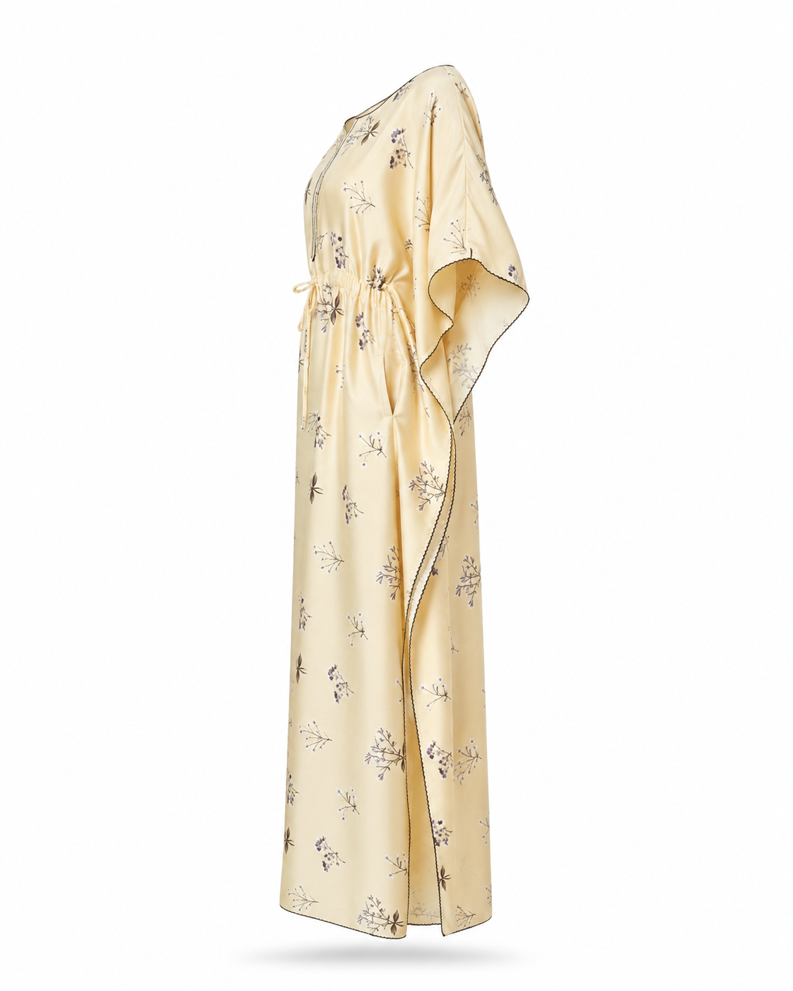 Zohroze Cream Floral Print Kaftan Nightgown