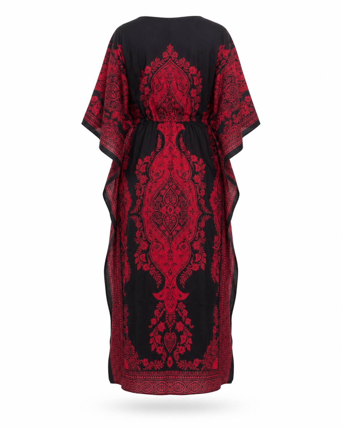 Zohroze Maroon & Black Paisley Kaftan Maxi Dress