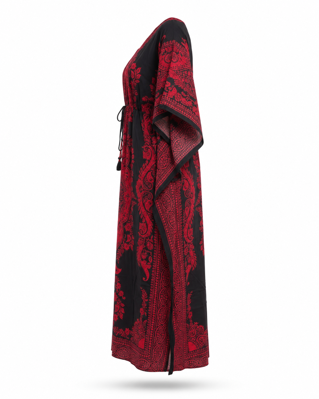 Zohroze Maroon & Black Paisley Kaftan Maxi Dress
