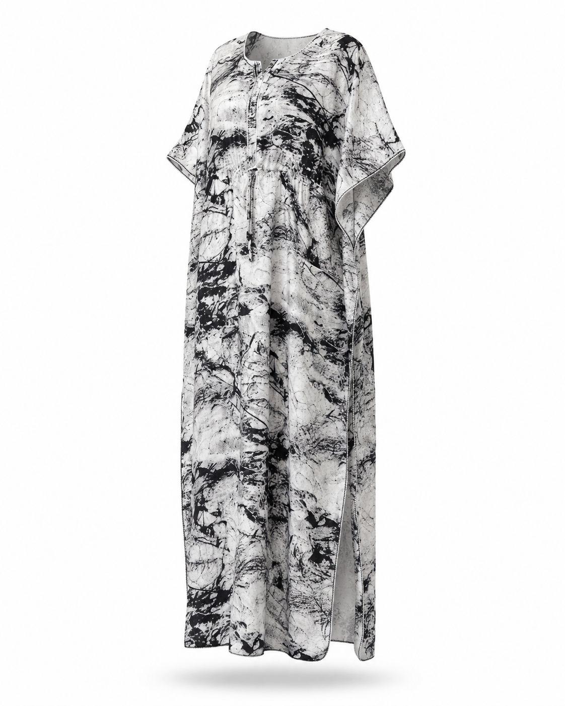 Zohroze Black & White Abstract Kaftan Nightgown