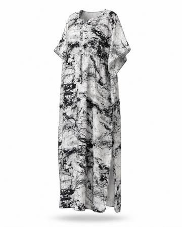 Zohroze Black & White Abstract Kaftan Nightgown