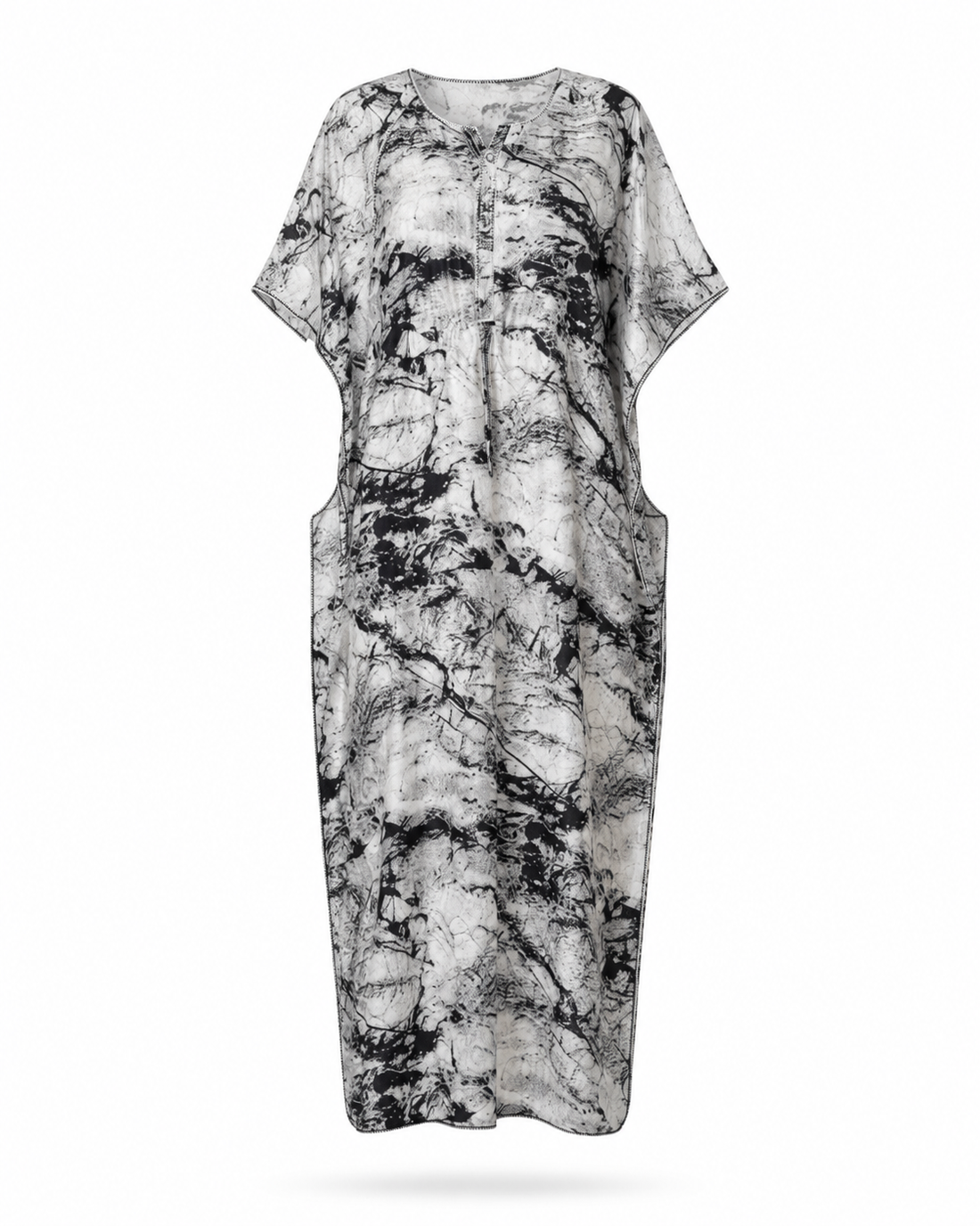 Zohroze Black & White Abstract Kaftan Nightgown