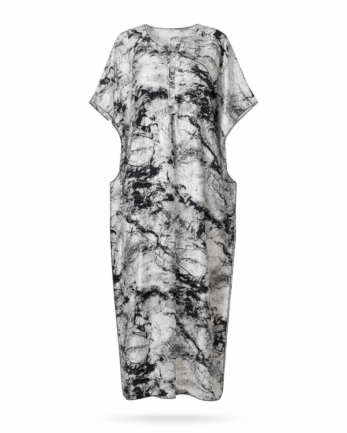 Zohroze Black & White Abstract Kaftan Nightgown