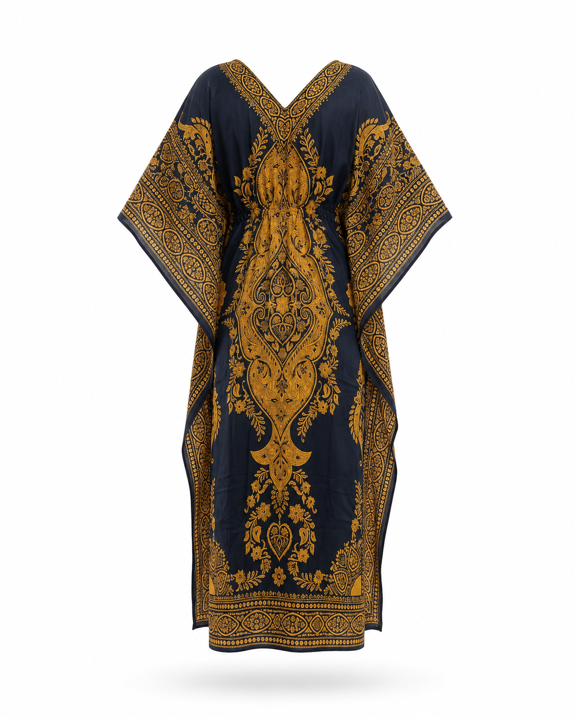 Zohroze Navy & Gold Paisley Kaftan Maxi Dress
