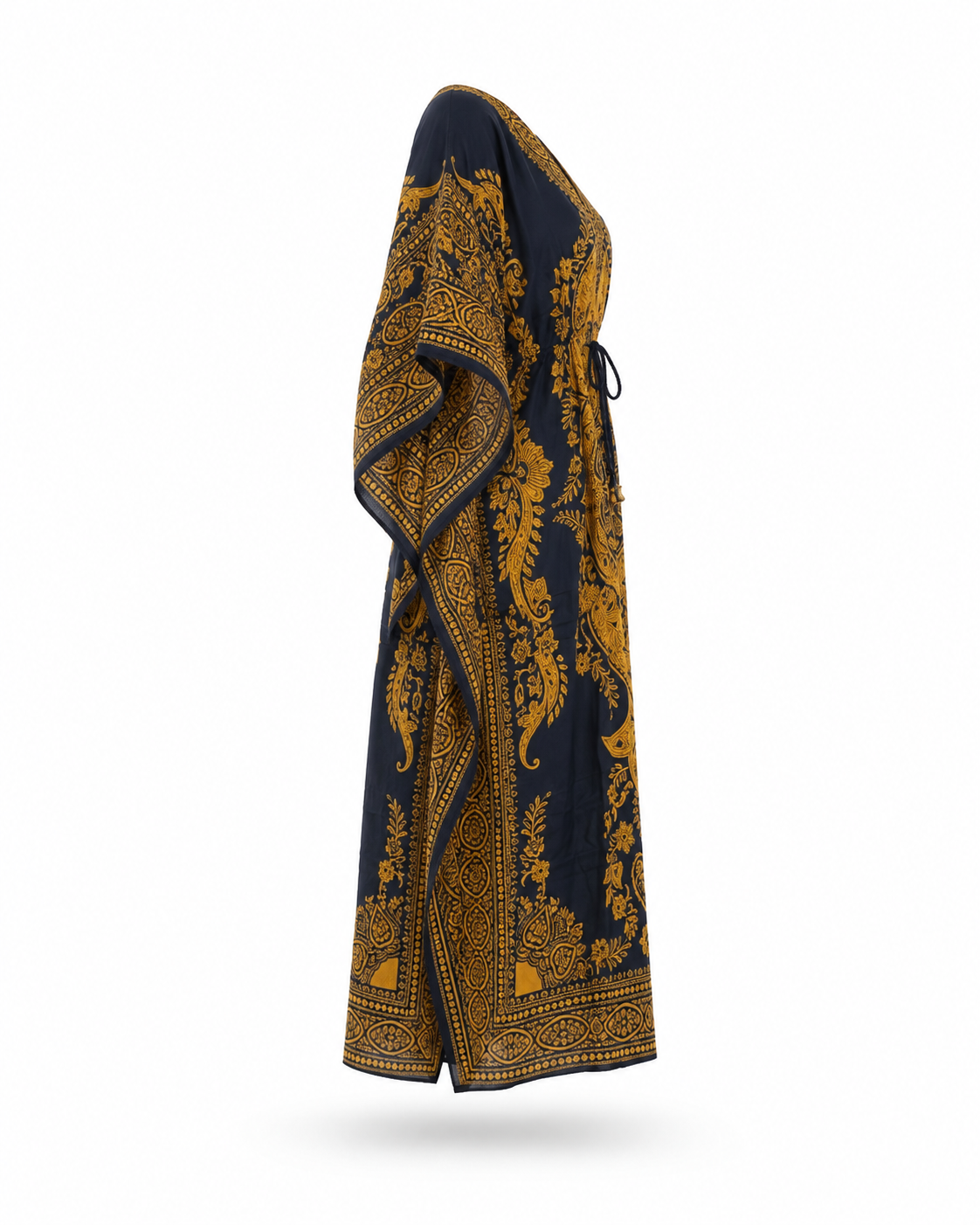 Zohroze Navy & Gold Paisley Kaftan Maxi Dress