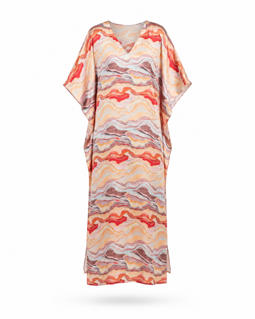 Zohroze Satin Wavy Abstract Kaftan