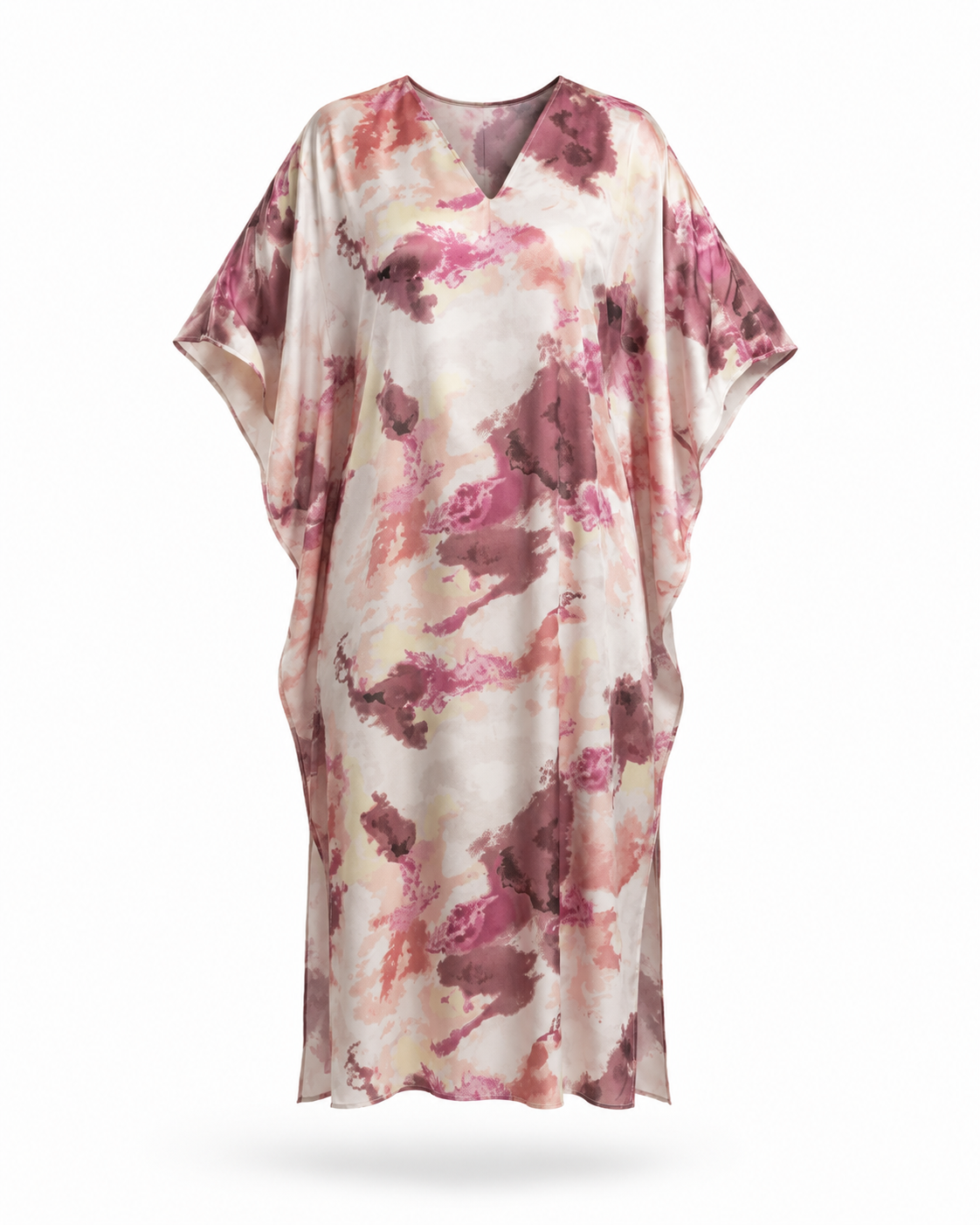 Zohroze Pink Abstract Satin Kaftan