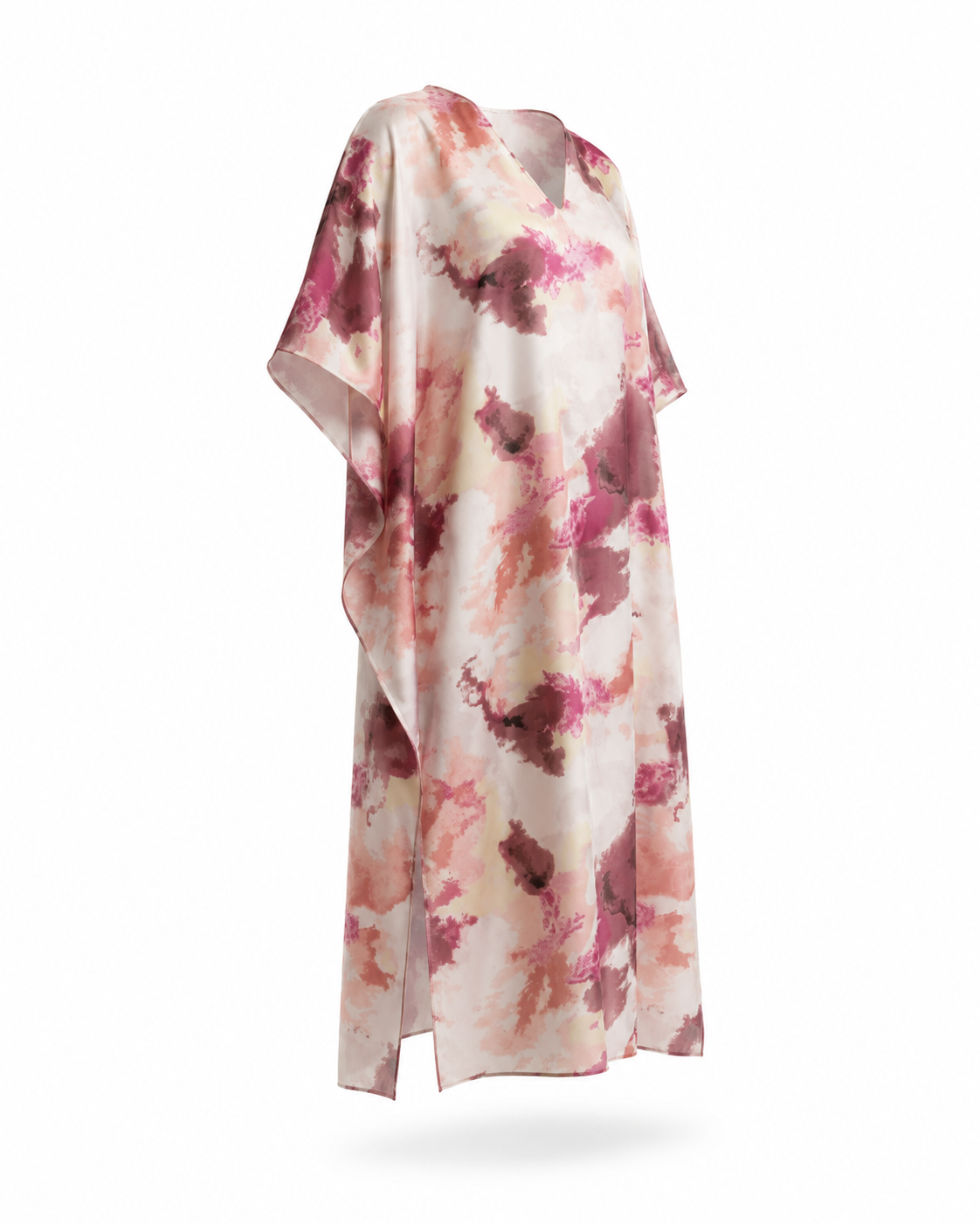 Zohroze Pink Abstract Satin Kaftan